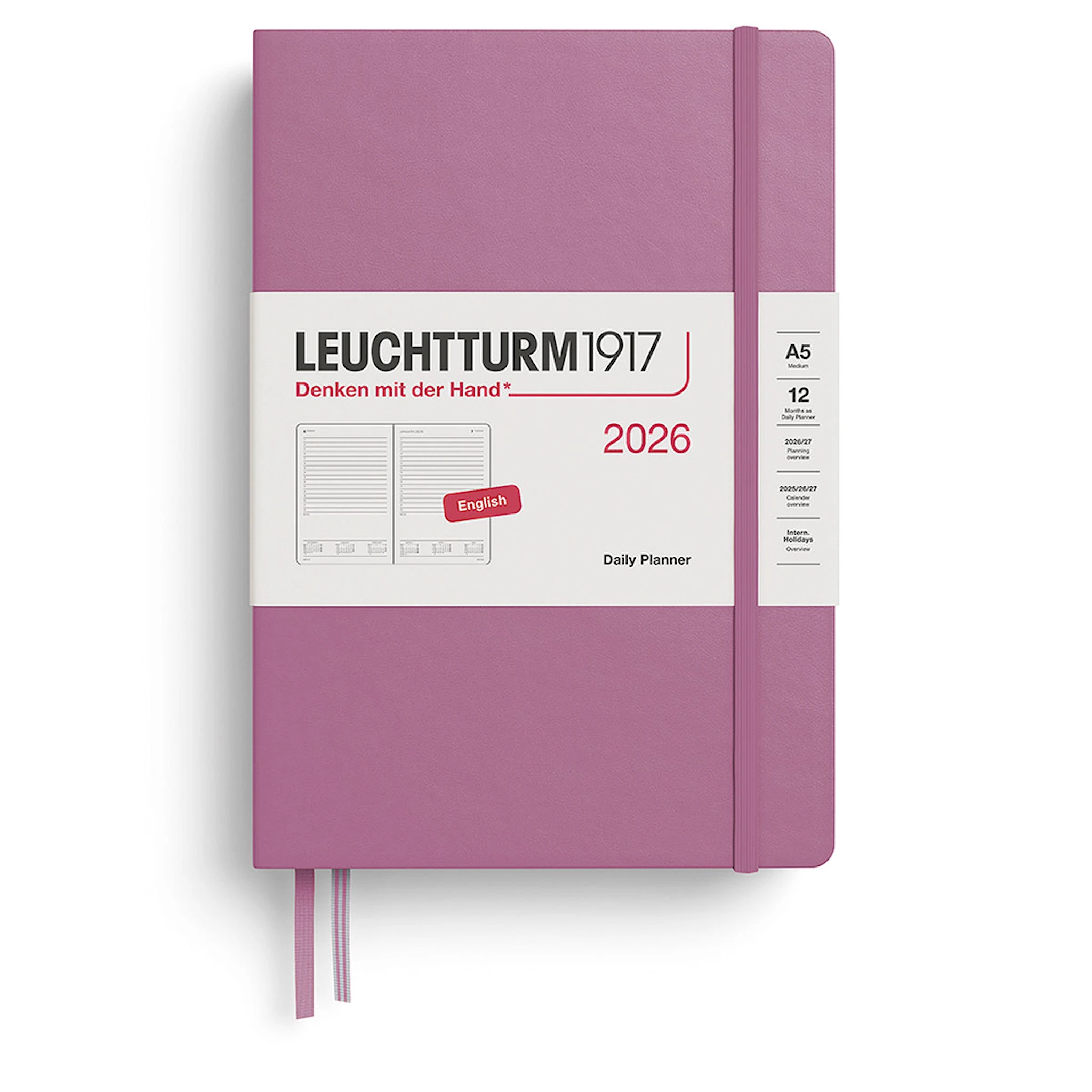 Produktbilde for Daily Planner 2026 A5 Dusty Rose Leuchtturm1917