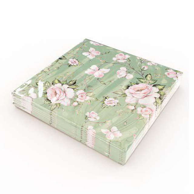 Produktbilde 2 for Matservietter Rosa roser 20-pack Gullers