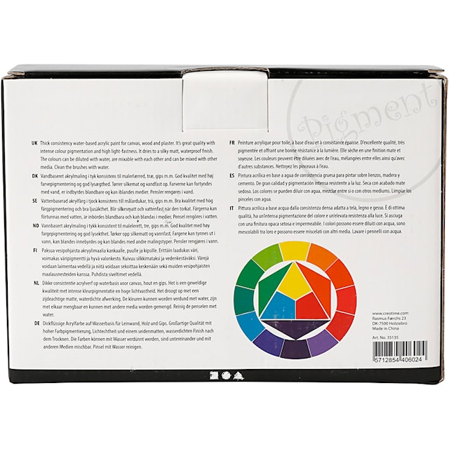 Produktbilde 4 for Akrylmaling, grunnfarger, halvblank, ass. farger, 5x75 ml/ 1 pk.