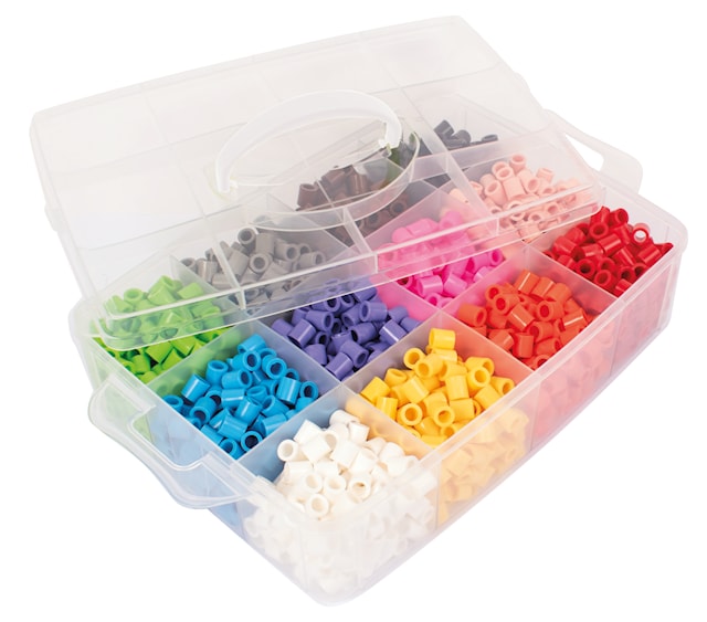 Produktbilde 1 for Rørperler XL i oppbevaringsboks, 1800 stk perler Playbox