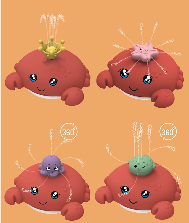 Krabba med Vattensprutande Accessoarer och ljus Röd Carlo Baby