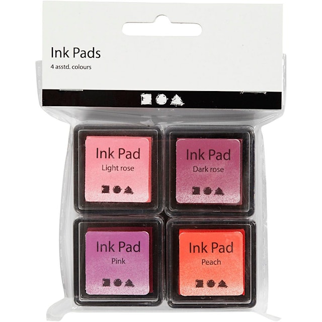 Produktbilde 3 for Stempelpute, H: 2 cm, str. 3,5x3,5 cm, Fersken, pink, lys rosa, mørk rosa, 4 stk./ 1 pk.