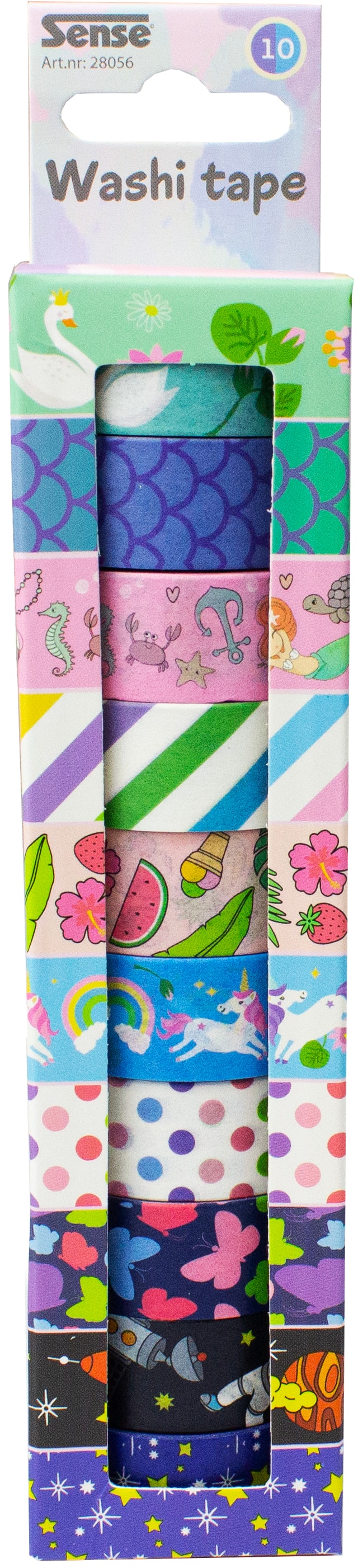 Produktbilde 2 for Washi-teip 10-pakning i ulike farger og mønstre Sense