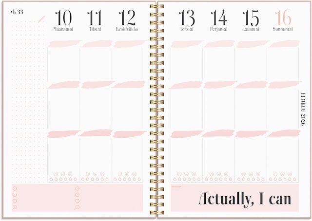 Tuotekuva 3 - Kalenteri 2026 Life Planner Roosa A5 Burde