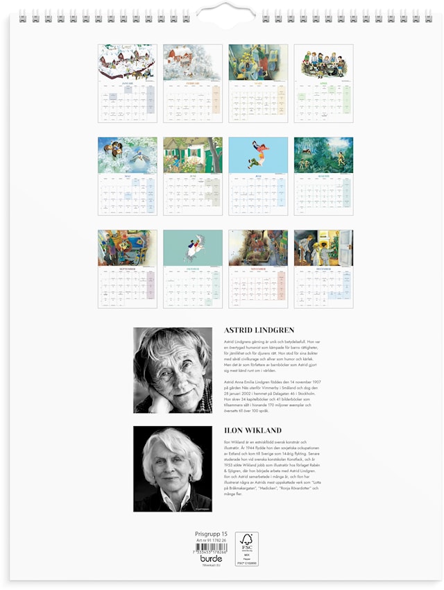 Tuotekuva 4 - Väggkalender 2026 Ilon Wikland 295x390 mm Burde