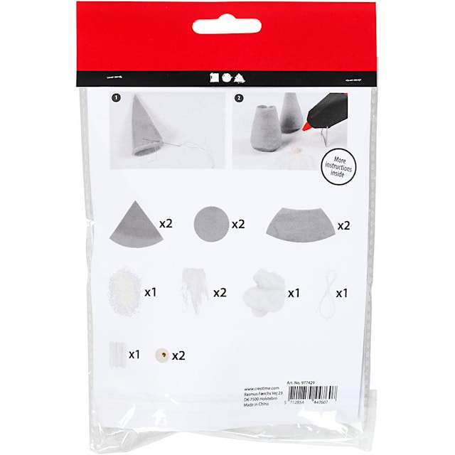 Produktbilde 2 for Mini DIY Kit, Nesenisser, H: 12 cm, grå, 1 pk.