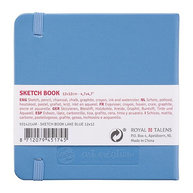 Produktbild 3 för Skissbok Lake Blue 12x12 cm 140g 80 creme vita sidor Talens Art Creation