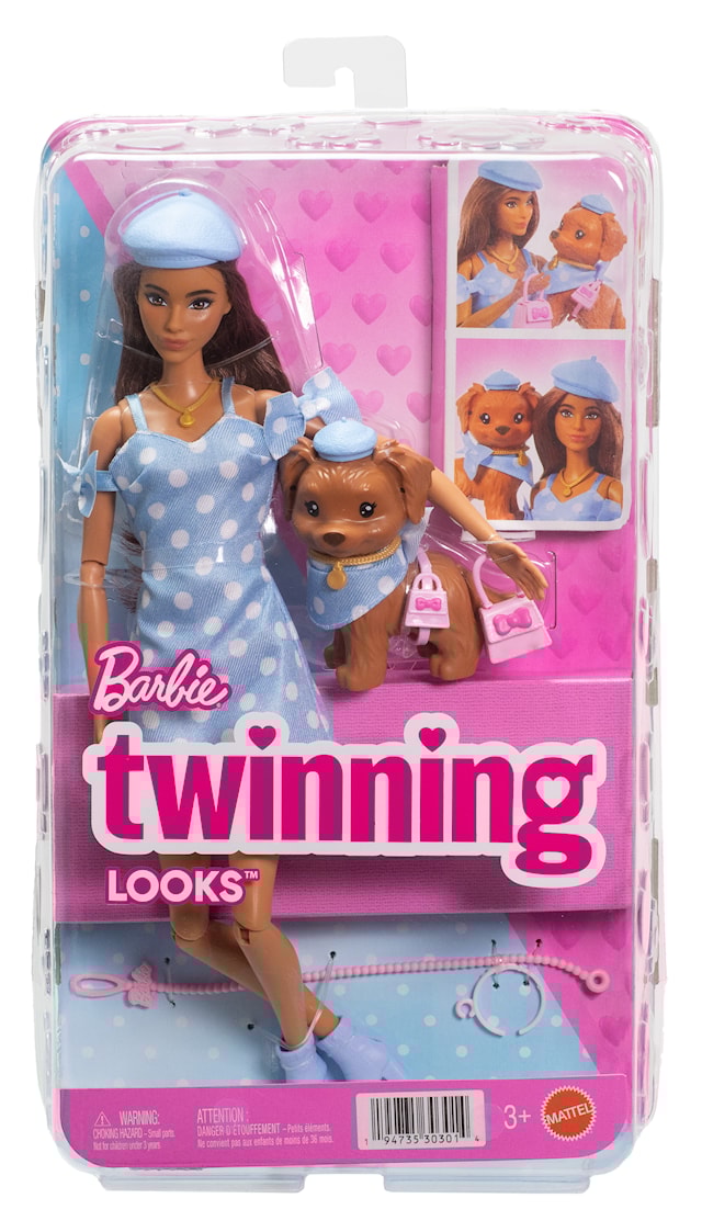 Produktbild 6 för Barbie Twinning Looks Modedocka och Husdjur Ljusblå