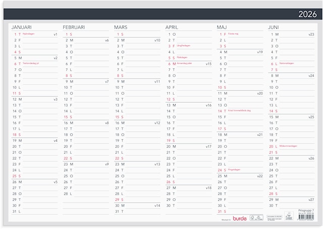 Väggkalender 2026 A3 Väggblad Elegant Svart Burde
