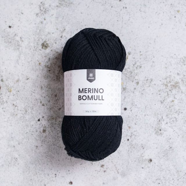 Merino Bomull 50 gr Black Onyx (02) Järbo