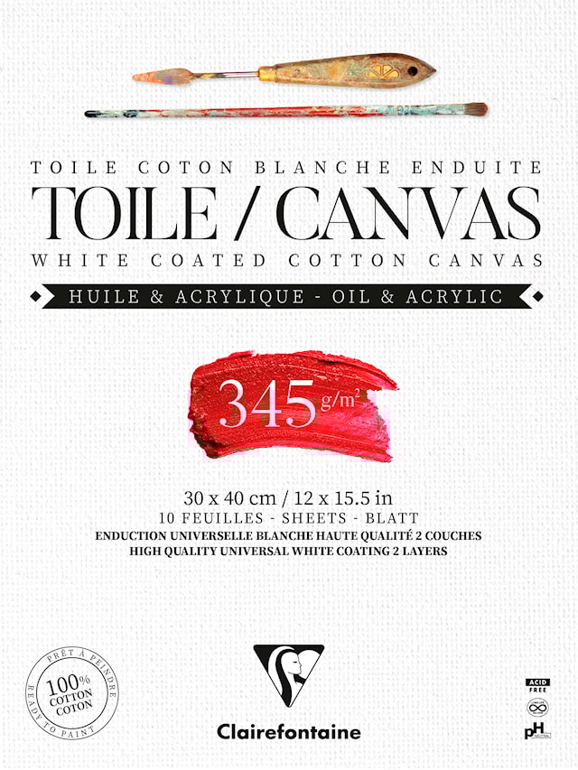 Canvasblock 30x40 cm 345 g Bomullspapper Clairefontaine