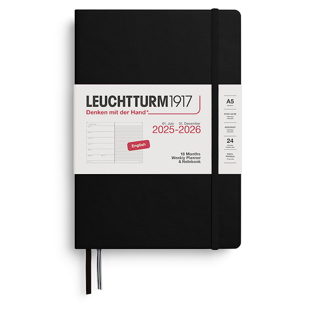 Kalender A5 18m 25-26 Weekly Planner/Notebook Black Leuchtturm1917