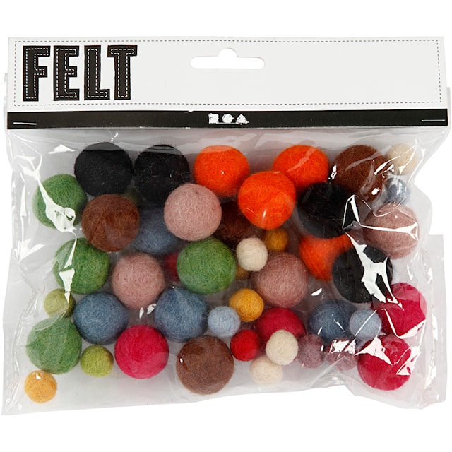 Produktbild 3 för Ullpärlor dia 10+20 mm Mix 52 st