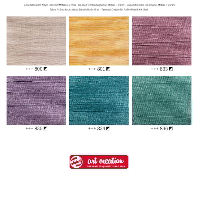 Produktbild 3 för Akrylfärger Metallic 12 ml 6-pack Talens Art Creation