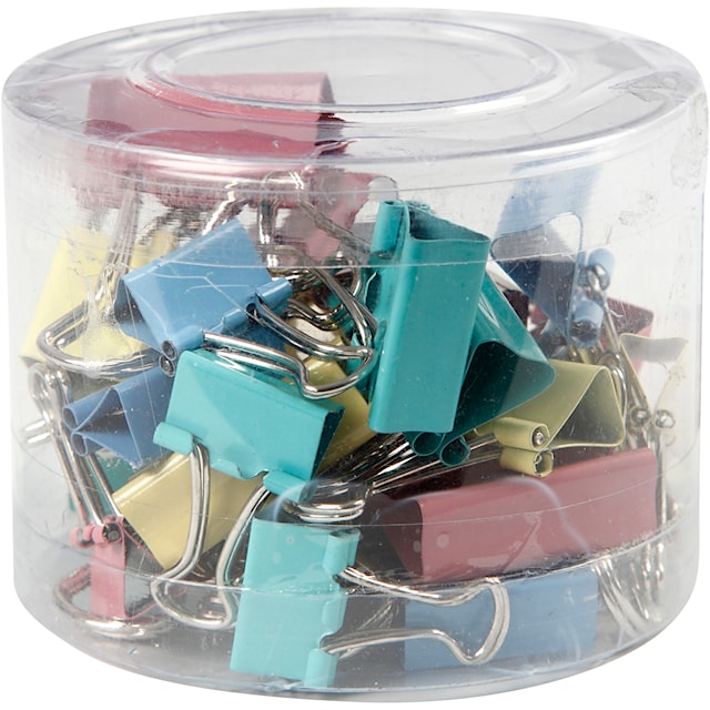 Produktbild 1 för Metallklämmor Pastellfärger 15+19+25 mm 30-pack