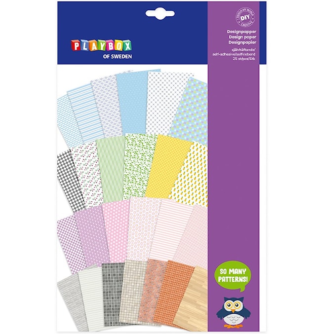 Produktbilde 1 for Designpapir selvklebende 25-pakk Playbox