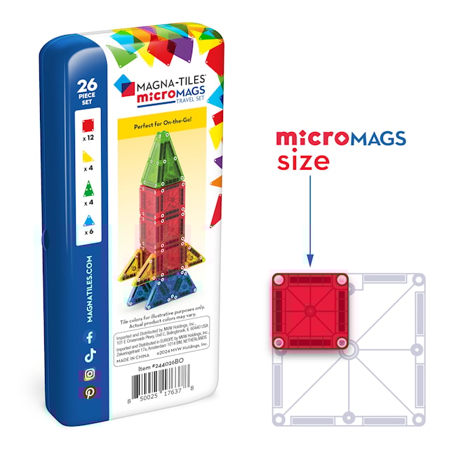Produktbild 5 för microMAGS 26 Bitar Travel Metallåda Magna-Tiles