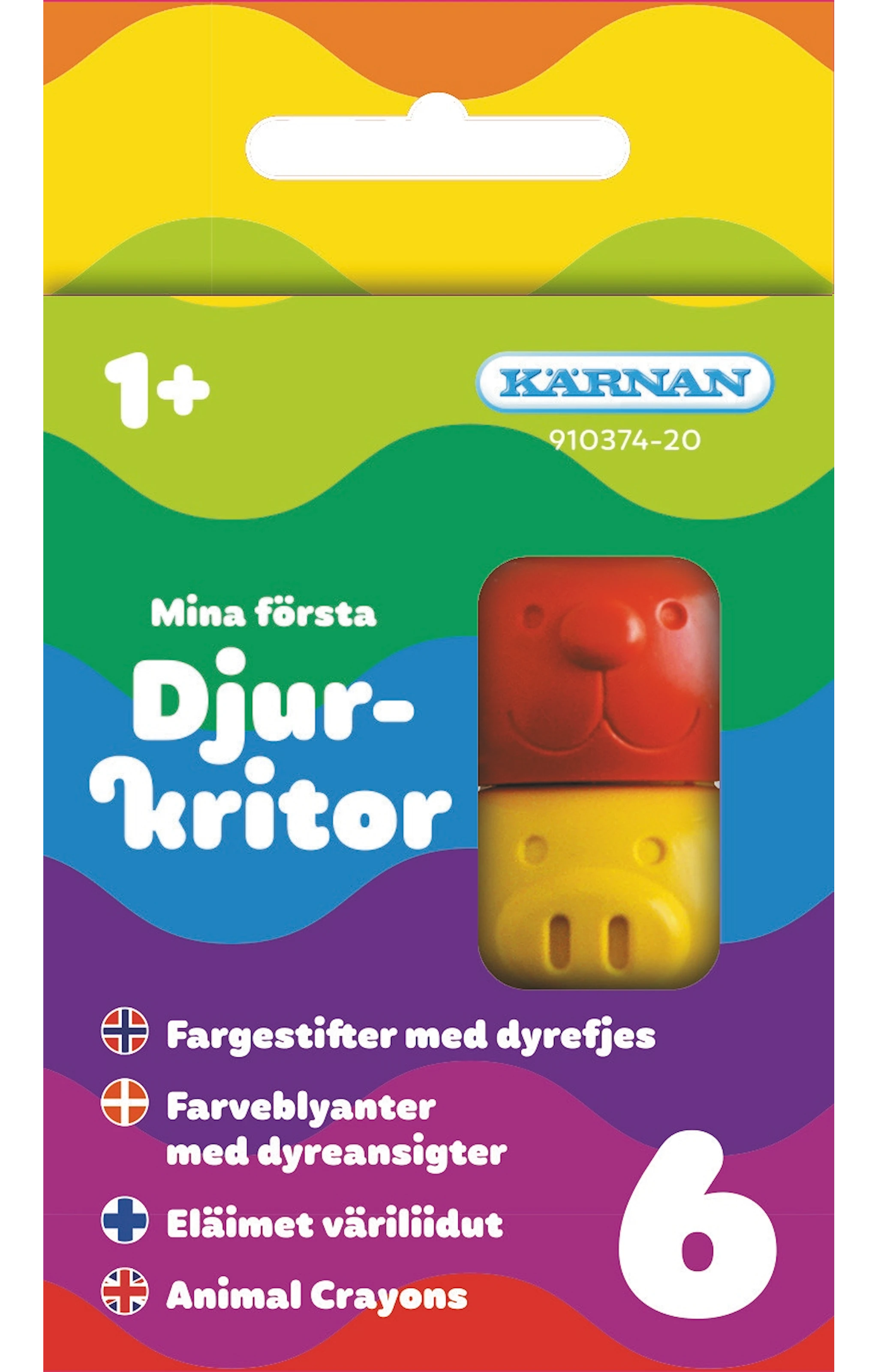 Tuotekuva ille Kärnan Mina Första Djurkritor -eläinliidut, 6 kpl