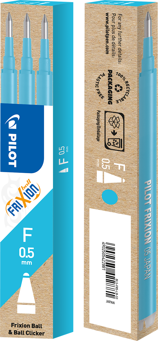 Tuotekuva 2 - Pilot Täyttöpatruuna Refill Frixion Ball Clicker 0,5 mm, vaaleansininen, 3 kpl/pakkaus