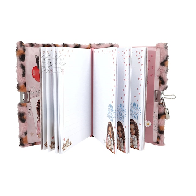 Produktbild 4 för Dagbok fluffig rosa med hjärtlås TOPModel