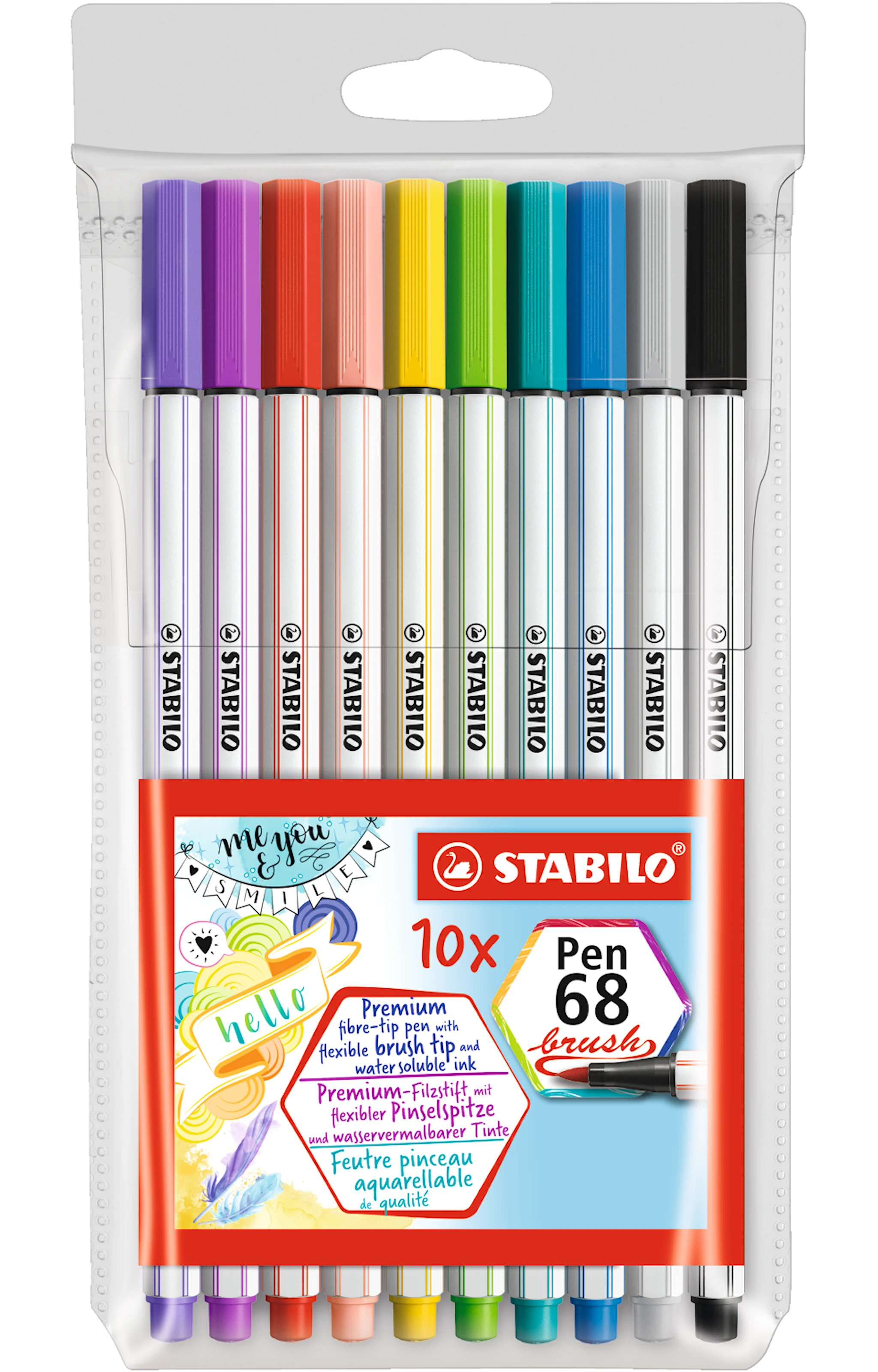 Produktbild för Pen 68 Brush 10-pack STABILO