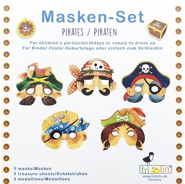 Produktbilde 1 for Ansiktsmasker og skattejakt Pirater 5-pakning Fridolin