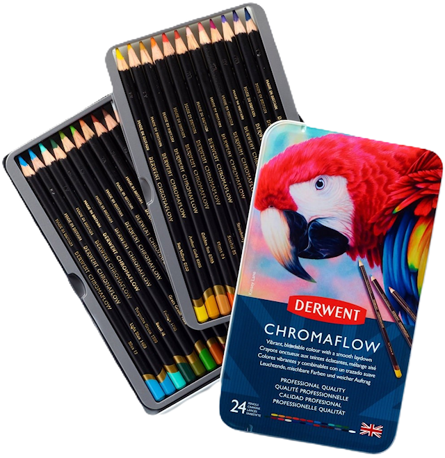 Färgpennor Mjuka Chromaflow i metalllåda 24-pack Derwent