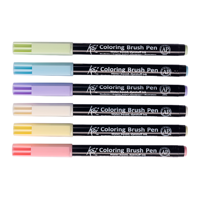 Produktbild 2 för Sakura Koi Colouring Brush Pen Pasteller 6-set