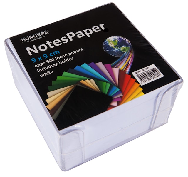 Muistilapputeline valkoisilla papereilla 90x90 mm 500-pack Büngers