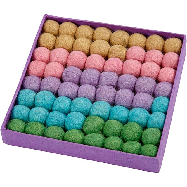 Produktbild 3 för Ullpärlor dia 20 mm Mix 64 st Pastell Harmoni