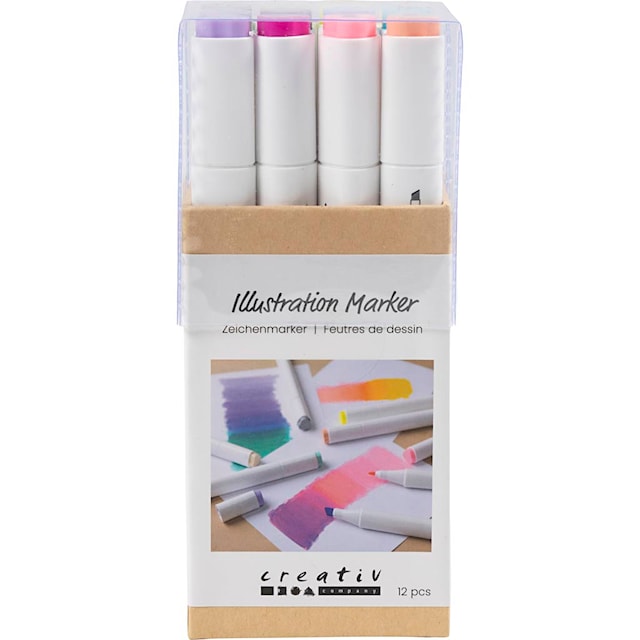 Produktbild 10 för Markers Illustration Pastell Dubbelspets 12-pack Creativ Company