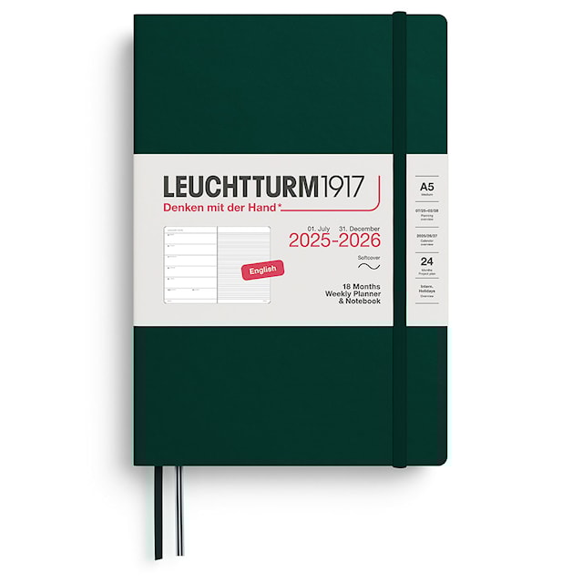 Kalender A5 18m 25-26 Weekly Planner/Notebook Soft Forest Green Leuchtturm1917
