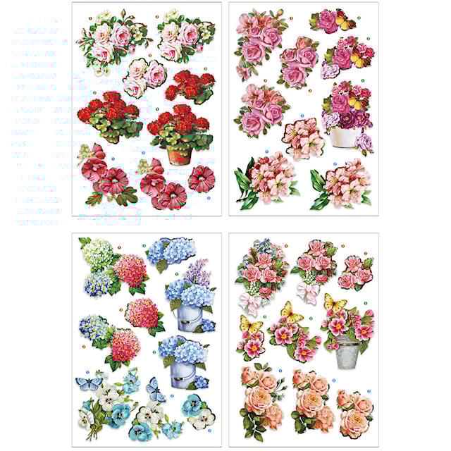 Produktbild 3 för 3D Motiv Blommor 21x30 cm 4 ark