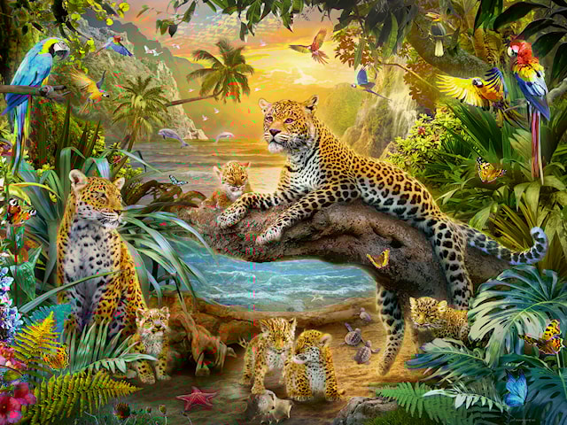 Tuotekuva 2 - Leopard Family In The Jungle Palapelit 1500 palaa, Ravensburger