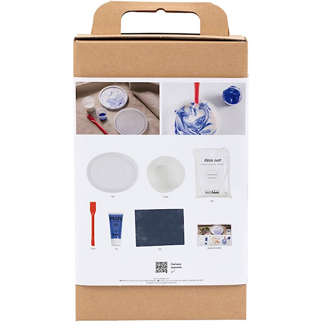 Produktbilde 2 for DIY Kit Resin Støping, Rundt brett med marmorering, blå, hvit, 1 pk.
