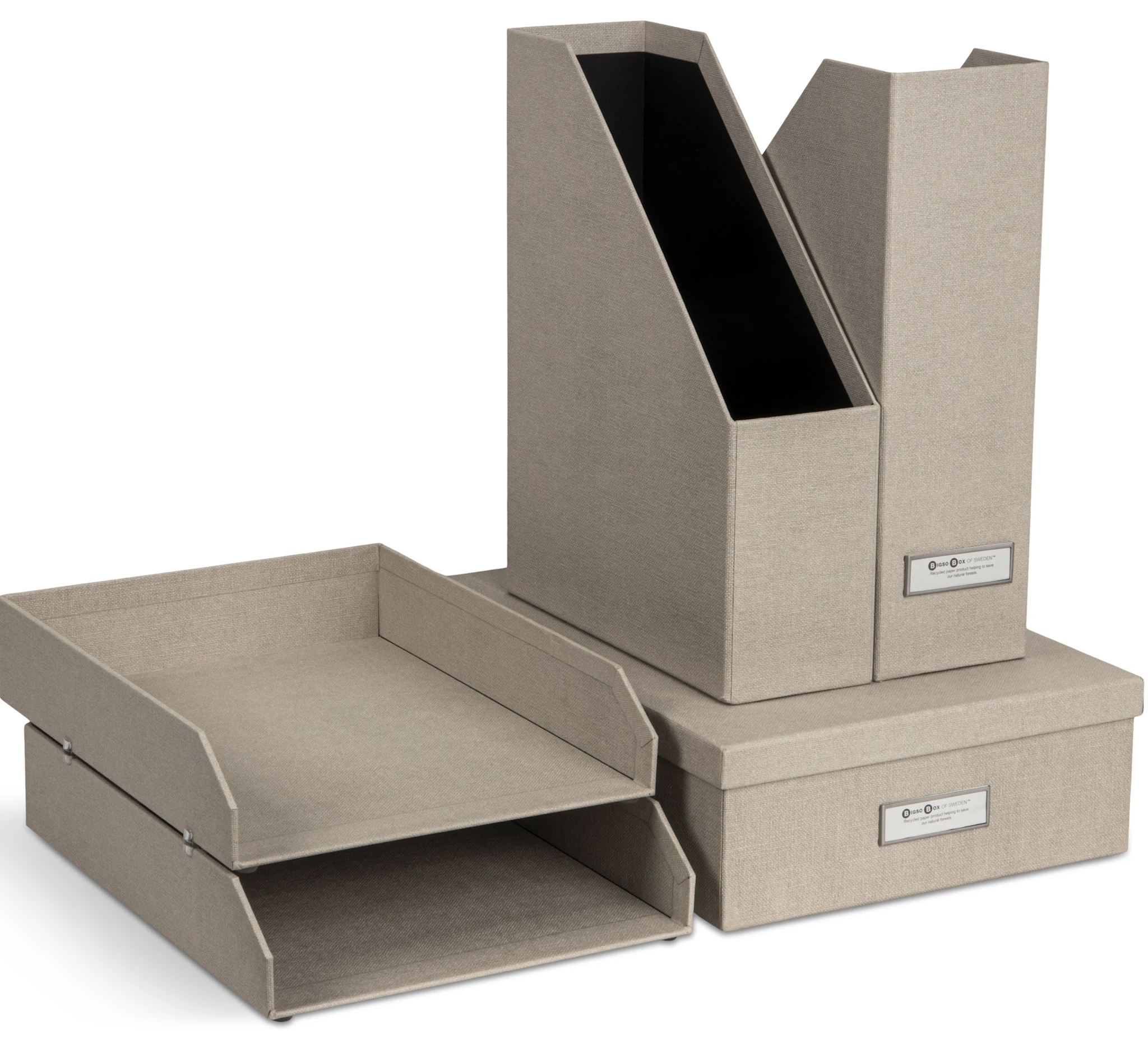 Produktbilde for Stort kontoroppbevaringssett Linen 5 deler Bigso Box of Sweden