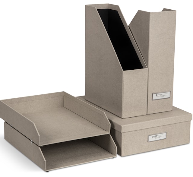 Produktbilde 1 for Stort kontoroppbevaringssett Linen 5 deler Bigso Box of Sweden