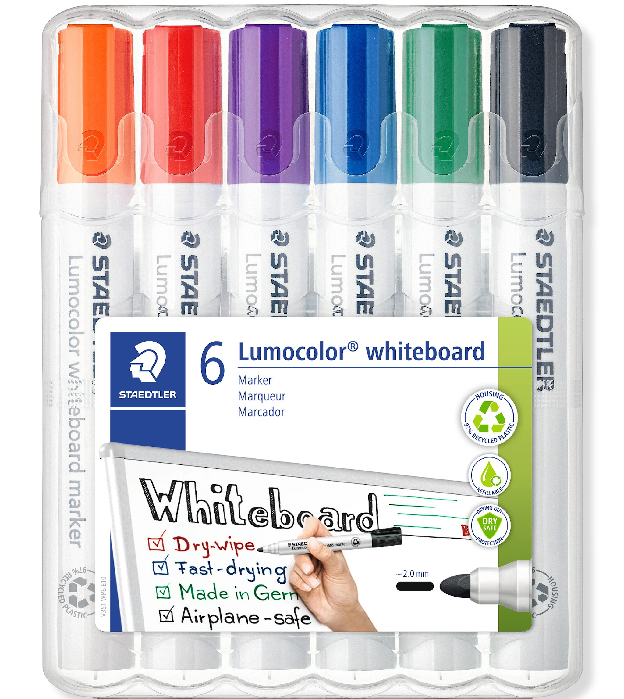 Produktbild för Lumocolor whiteboardpennor 6-pack Staedtler