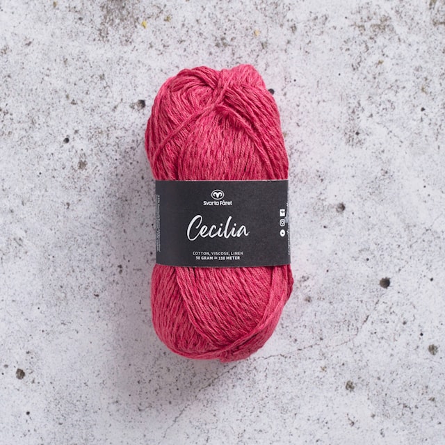 Cecilia Lanka Pellava- ja Puuvillasekoite 50 g vadelmanpun. 45 Svarta Fåret