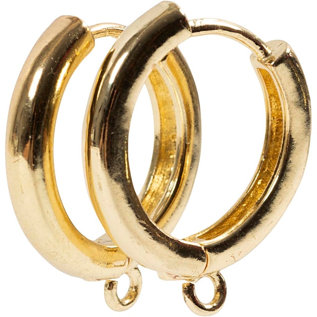 Tuotekuva 5 - Rengaskorvakorut silmukalla, halk. 15 mm, paksuus 3 mm, kullanvärinen, 2x2 pari/ 1 pkt