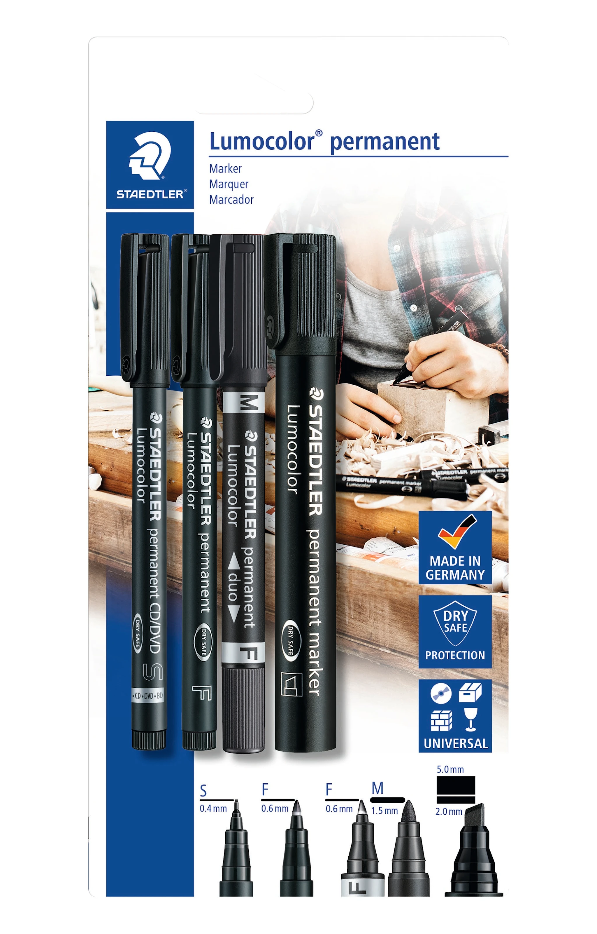 Produktbilde for Lumocolor Permanent tusj Sett 4 stk. Staedtler