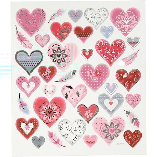 Produktbilde 1 for Klistremerker, hjerter, ark 15x16,5 cm, 1 ark