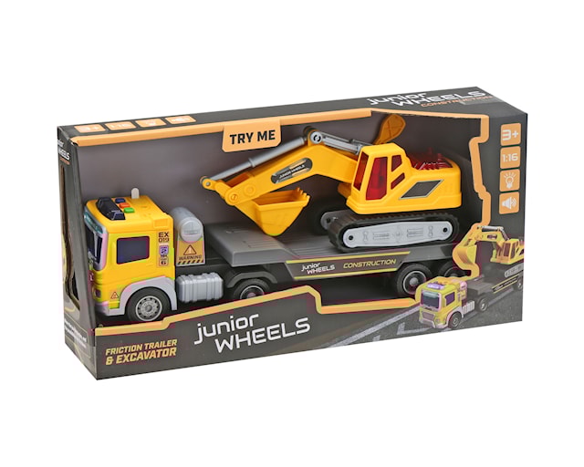 Produktbild 3 för Lavettbil och Grävmaskin med Ljud och Ljus Junior Wheels