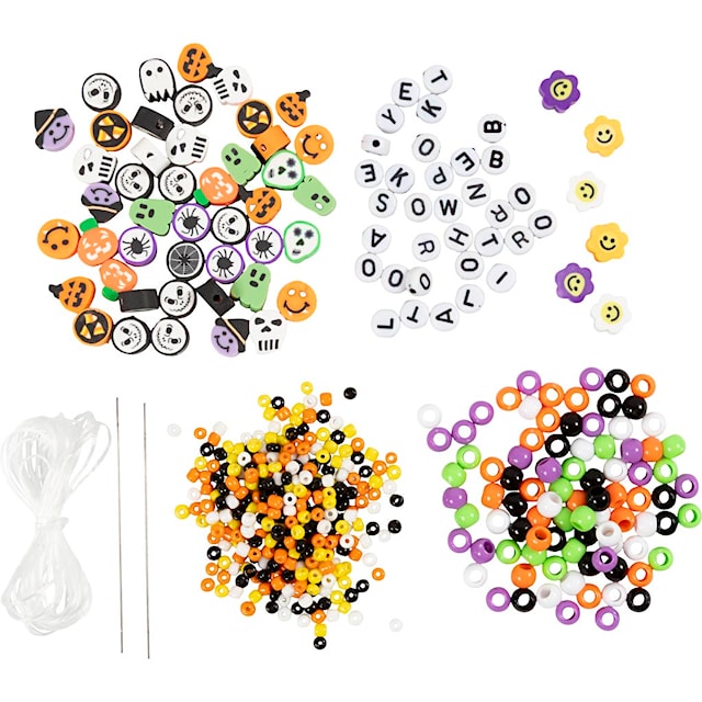 Produktbild 4 för Mini DIY Kit Halloween Bokstavspärlor Smycken Halsband och armband 1 förp.