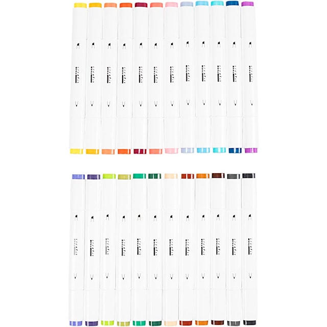 Produktbilde 2 for Tegnetusj, strek 1+8 mm, suppl. farger, 24 stk./ 1 pk.