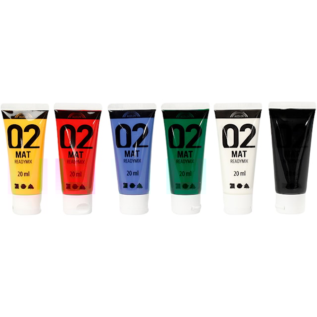 Tuotekuva 2 - Akryylimaali Matta, perusvärilajitelma, 6x20 ml/ 1 pkt