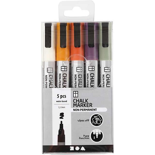 Produktbilde 2 for Chalk Markers, strek 1,2-3 mm, douche farger, 5 stk./ 1 pk.