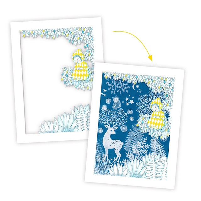 Produktbilde 5 for Lag med lys og cyanotopi Eventyrskog 8 ark Djeco