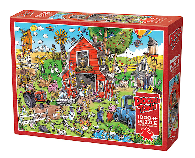Produktbild 2 för Pussel DoodleTown: Farmyard Folly 1000 bitar, Cobble Hill