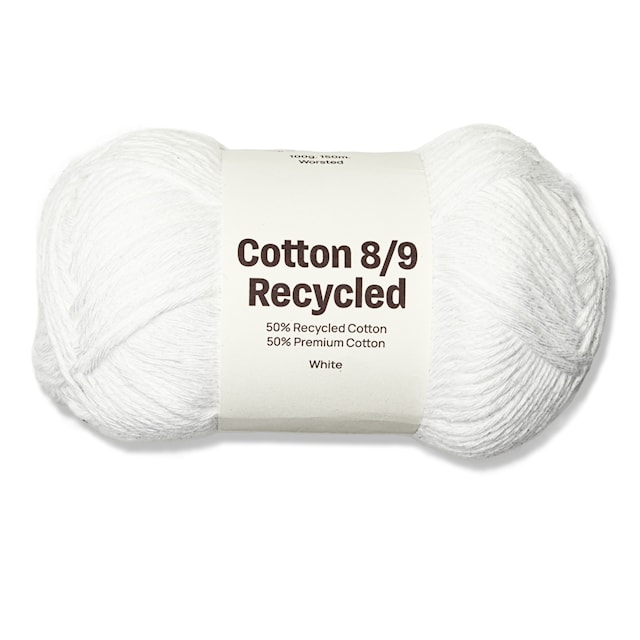 Cotton 8/9 Garn 100g Recycled White A827 Adlibris
